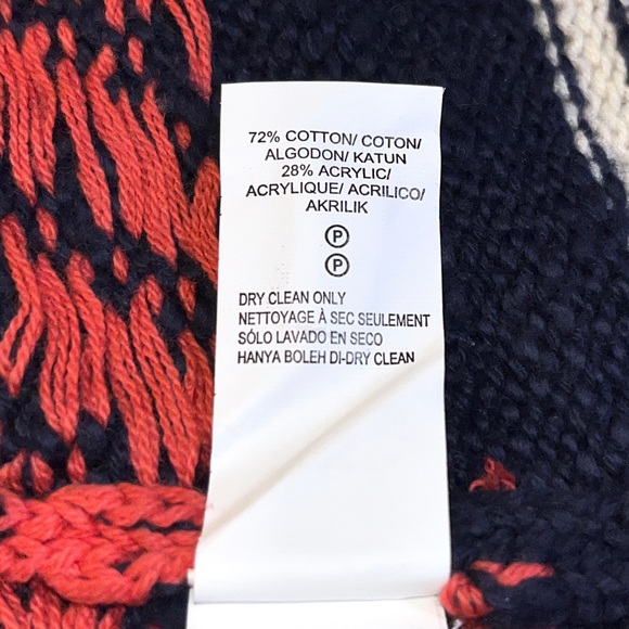 Lucky Brand cardigan sweater with hood, southwestern designs, navy and coral - Picture 11 of 11